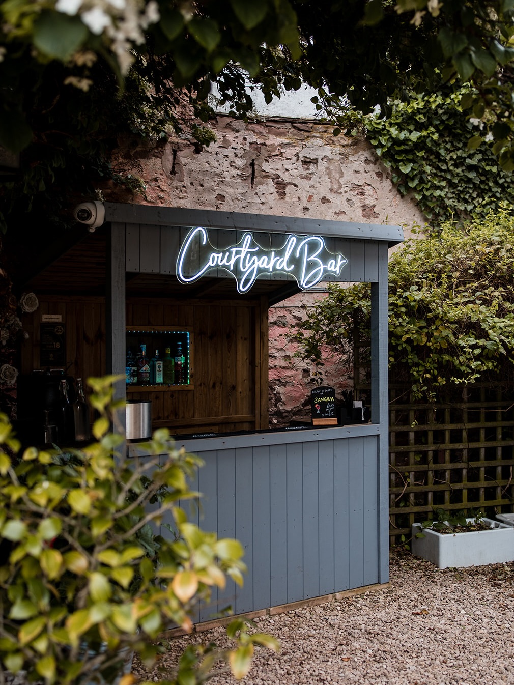 The Courtyard Bar at Glewstone Court, where the team welcomes guests through the evening